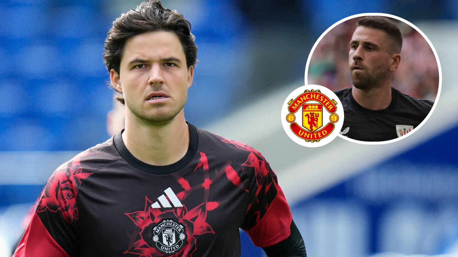 Senne Lammens, Unai Simon with Man Utd badge
