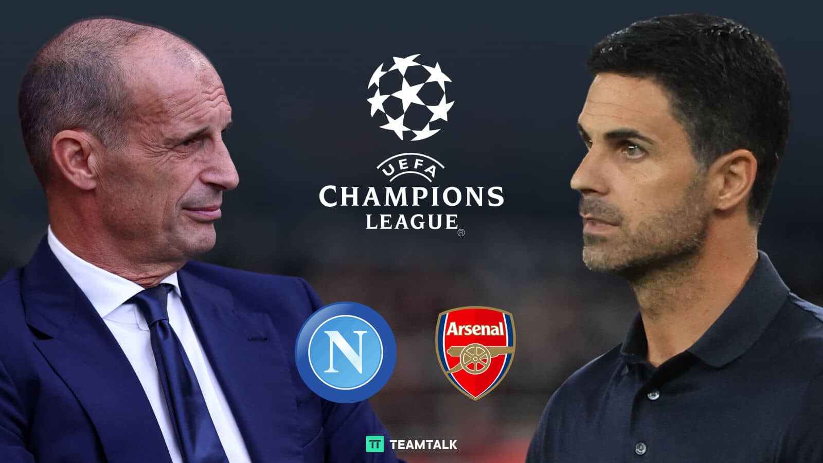 Napoli boss Massimiliano Allegri faces Mikel Arteta's Arsenal in the Champions League