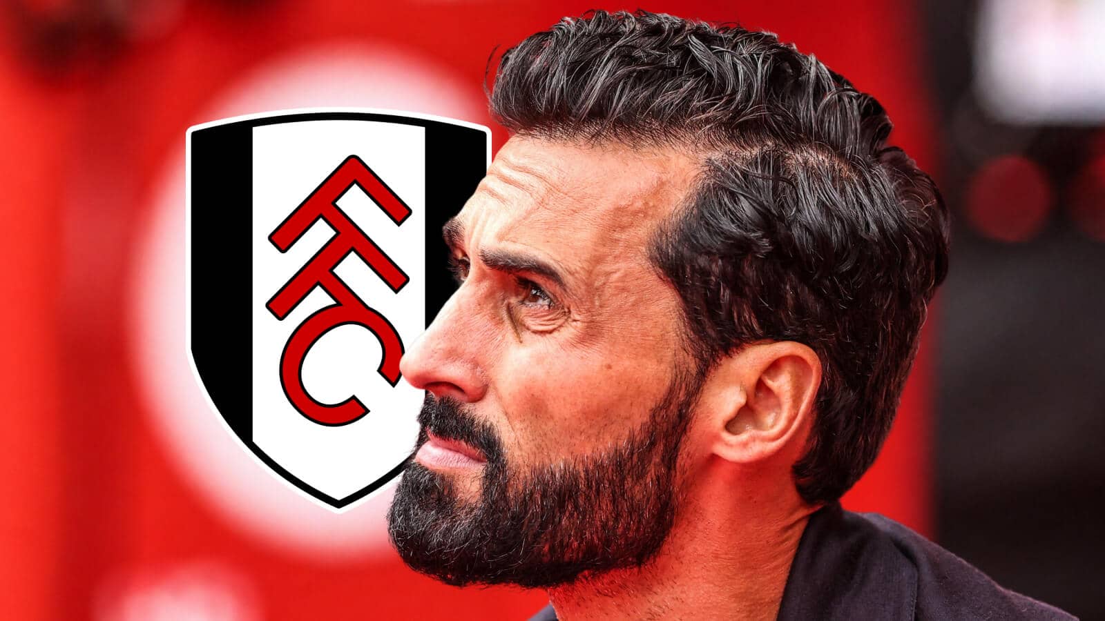 Fulham manager Alvaro Arbeloa next to the club badge