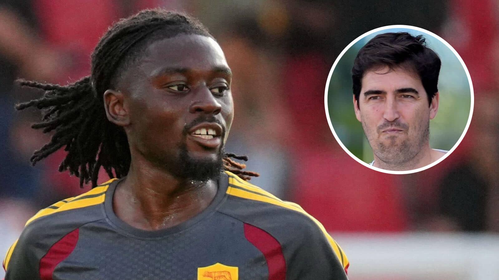 Roma star Manu Kone and Liverpool boss Andoni Iraola