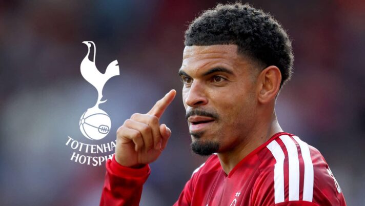 Morgan Gibbs-White with a Tottenham badge