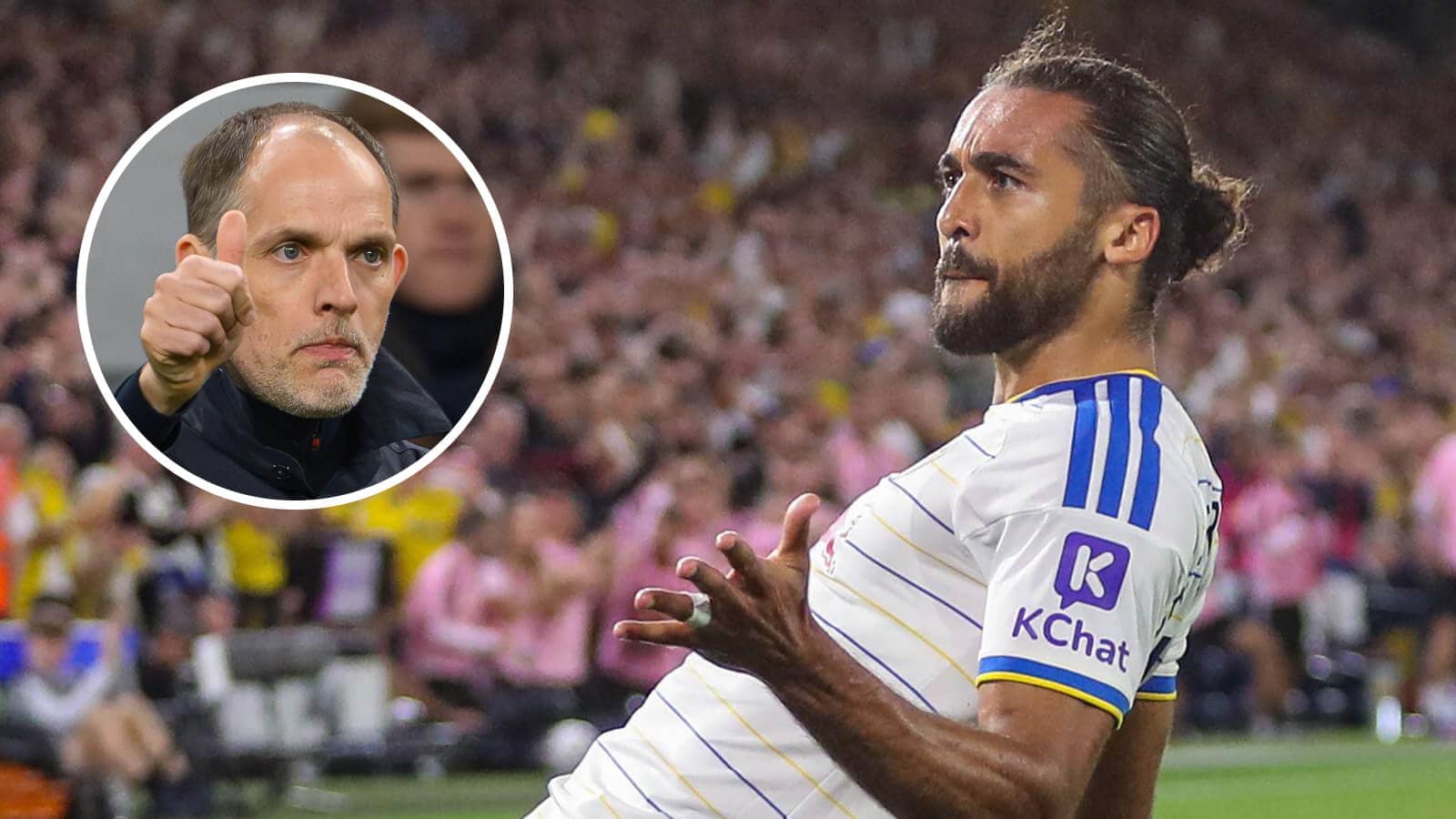 Leeds striker Dominic Calvert-Lewin and, inset, England coach Thomas Tuchel