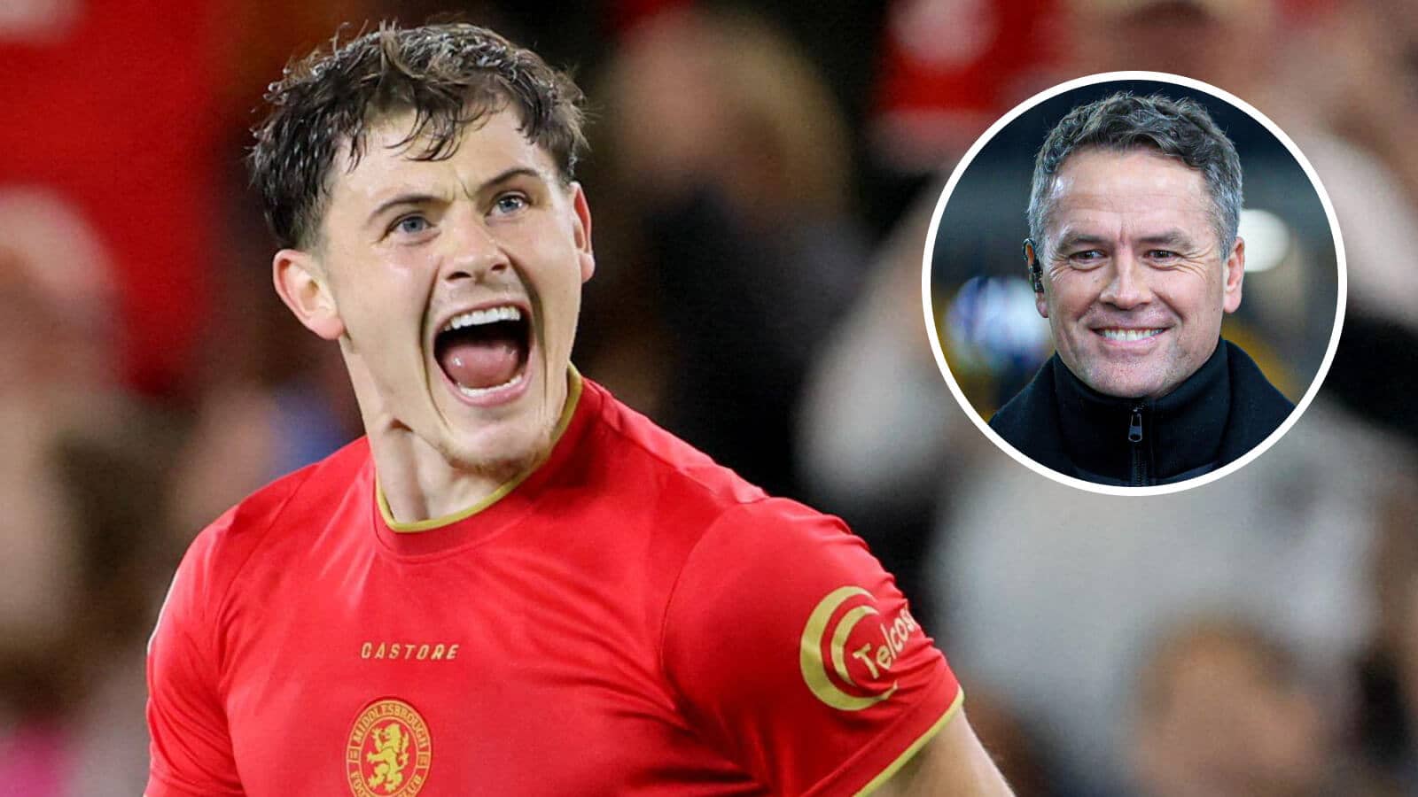Middlesbrough striker Will Lankshear and, inset, former England hero Michael Owen