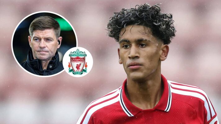 Steven Gerrard, Liverpool badge and Manchester United youngster JJ Gabriel - copyright TEAMtalk