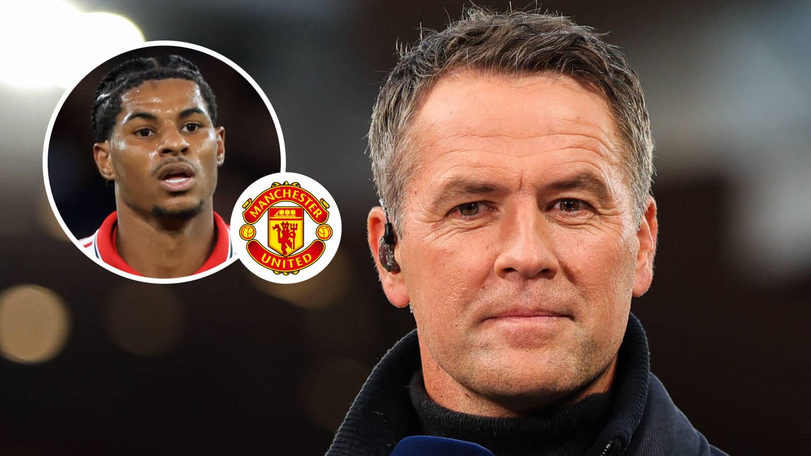 Marcus Rashford, Manchester United badge and Michael Owen - copyright TEAMtalk