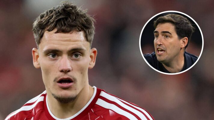 Liverpool star Florian Wirtz and manager Andoni Iraola