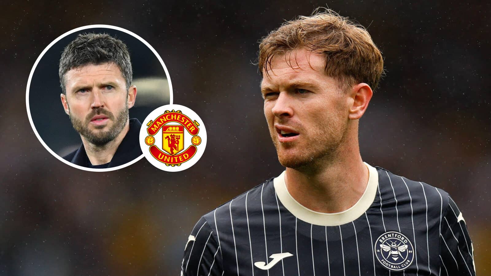 Brentford star Nathan Collins and Manchester United boss Michael Carrick