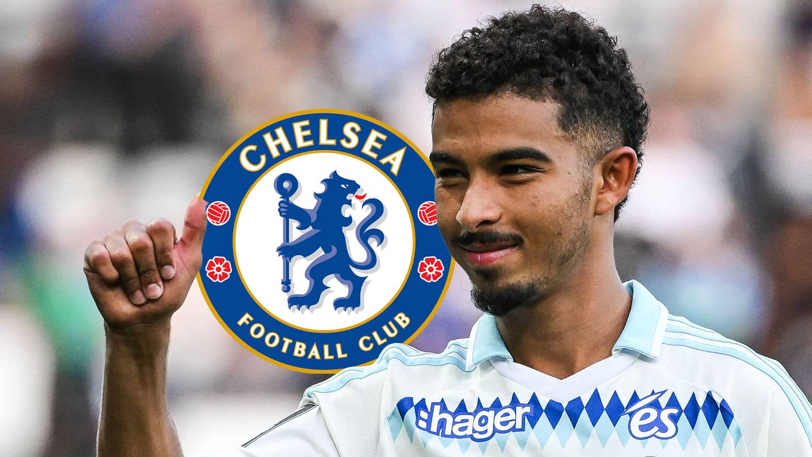 Gessime Yassine with Chelsea badge
