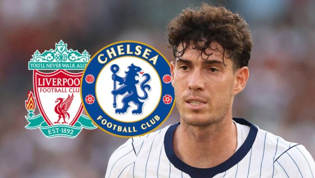Inter Milan star Alessandro Bastoni with Liverpool and Chelsea badges