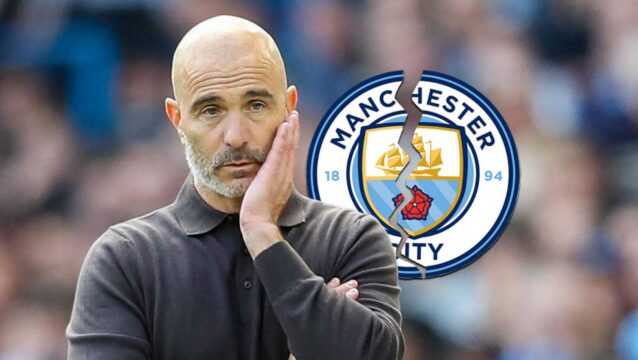 Man City manager Enzo Maresca, cracked badge