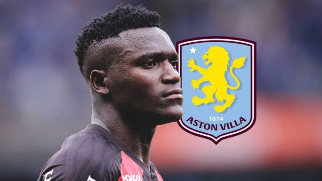 Kevin Viveros with an Aston Villa badge