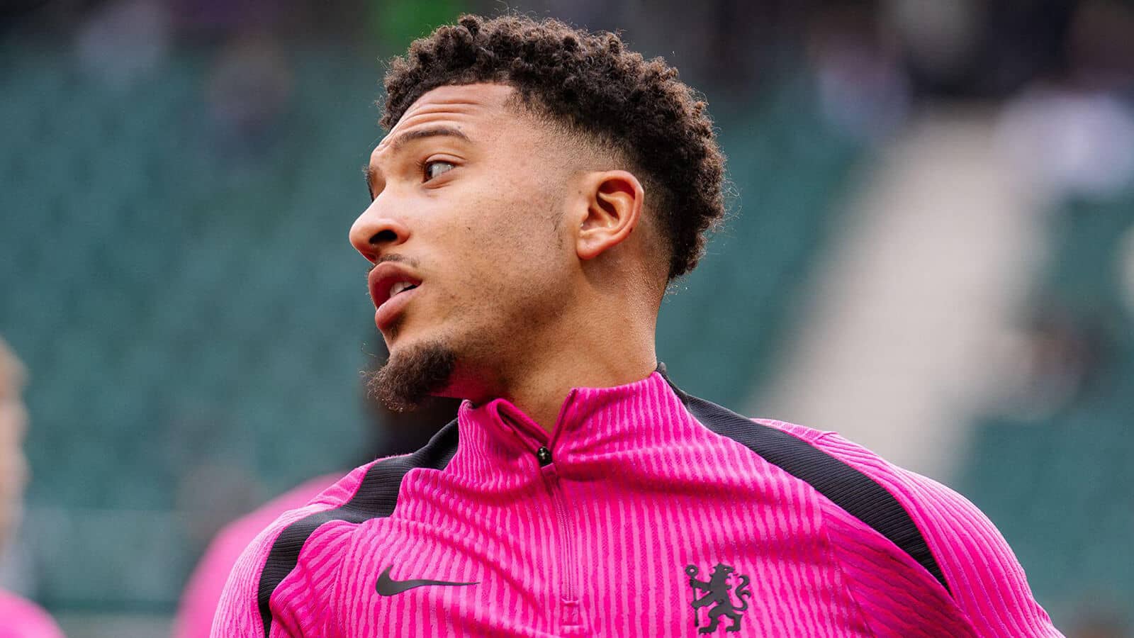 Jadon Sancho pictured during his Chelsea days and in the London side's training gear