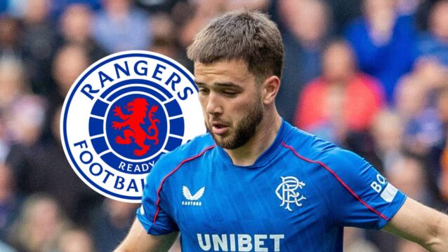 Nico Raskin with Rangers badge