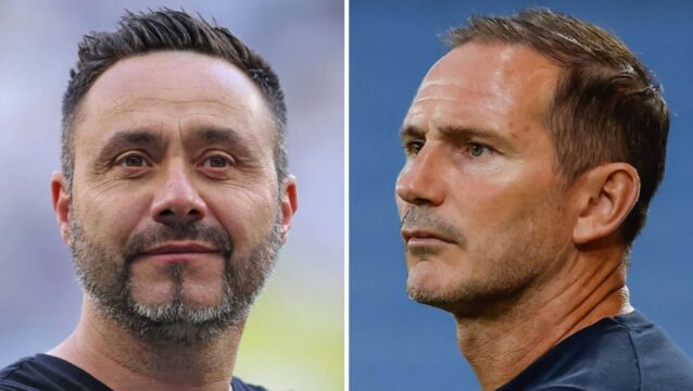 Tottenham manager Roberto De Zerbi and Coventry City boss Frank Lampard