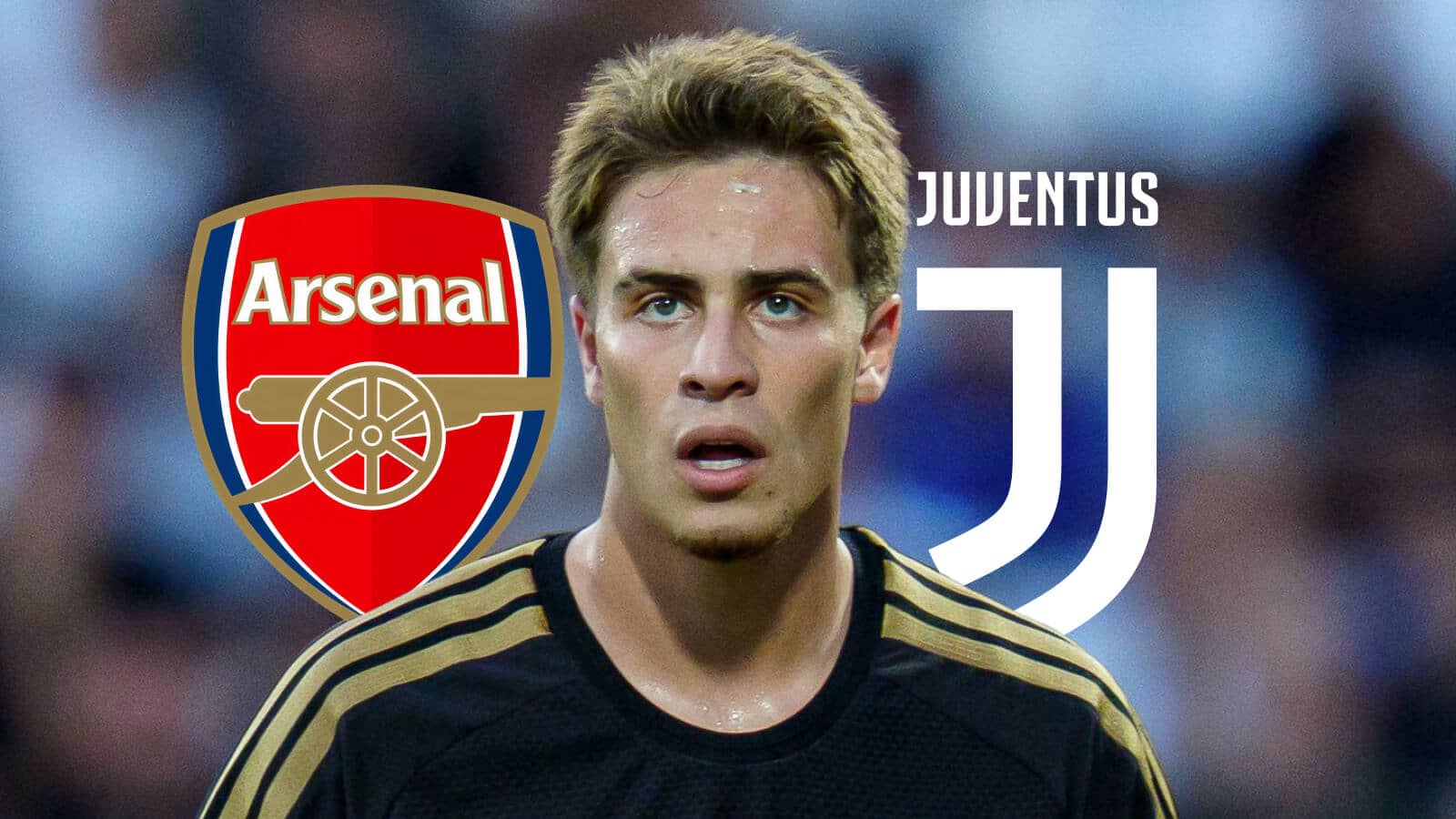 Arsenal badge, Kenan YIldiz and Juventus badge - copyright TEAMtalk