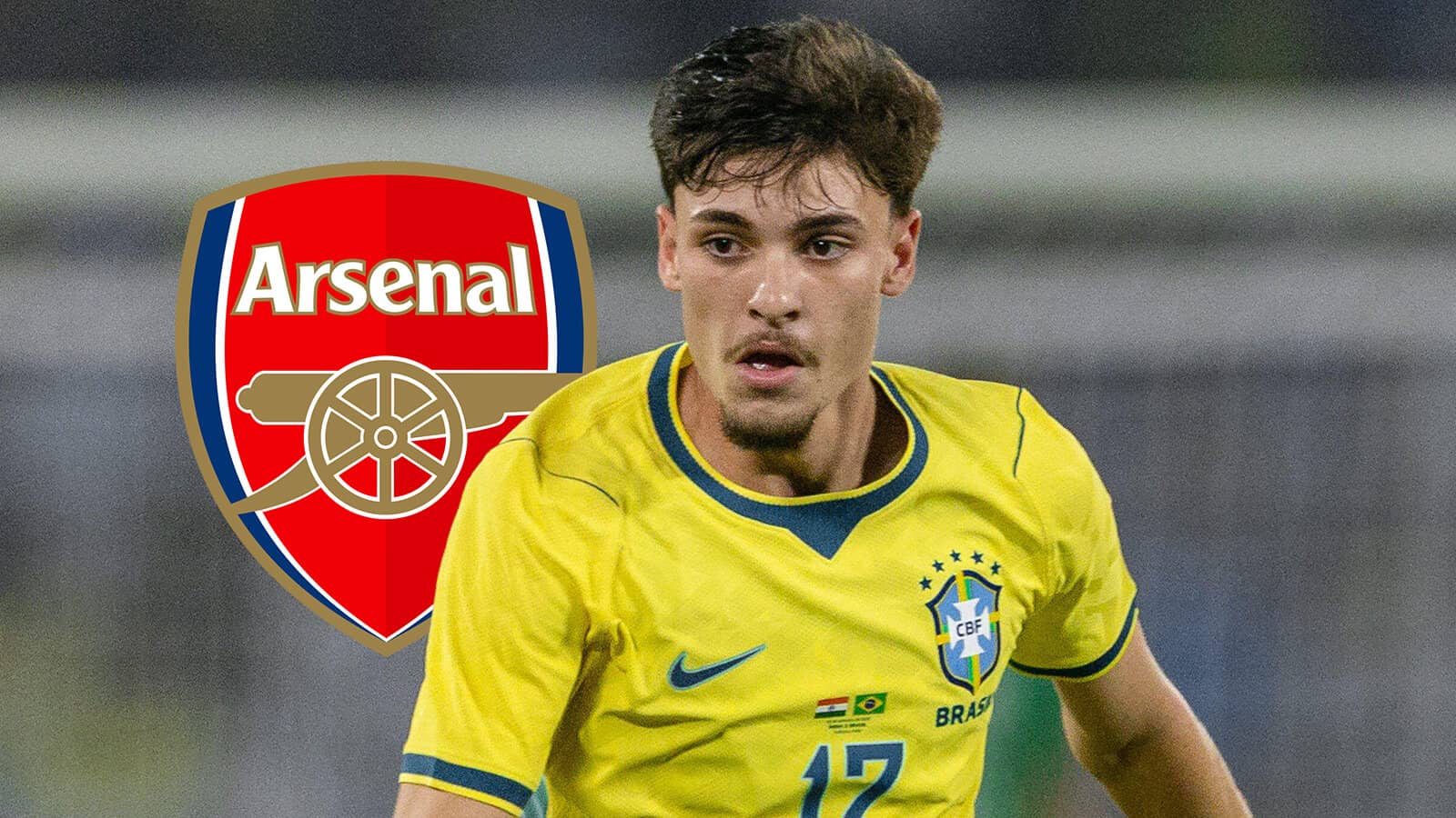 Breno Bidon with Arsenal badge