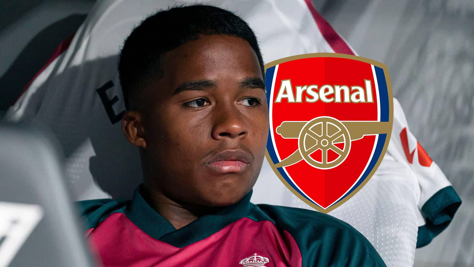 Real Madrid star Endrick with an Arsenal badge