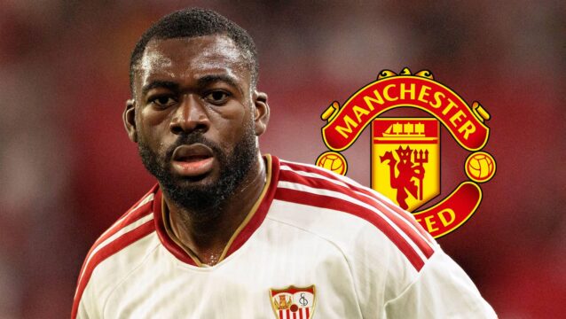 Youssouf Fofana next to the Manchester United badge - copyright TEAMtalk