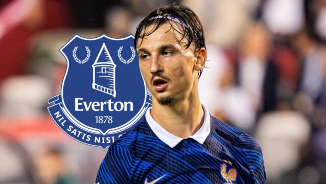 France striker Esteban Lepaul, Everton badge