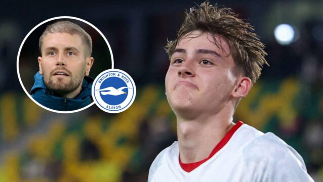 Bartosz Mazurek, Fabia Hurzeler with Brighton badge