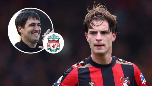 Bournemouth star Alex Scott and Liverpool boss Andoni Iraola