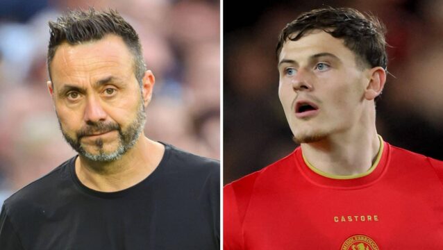 Tottenham boss Roberto De Zerbi and Middlesbrough striker Will Lankshear
