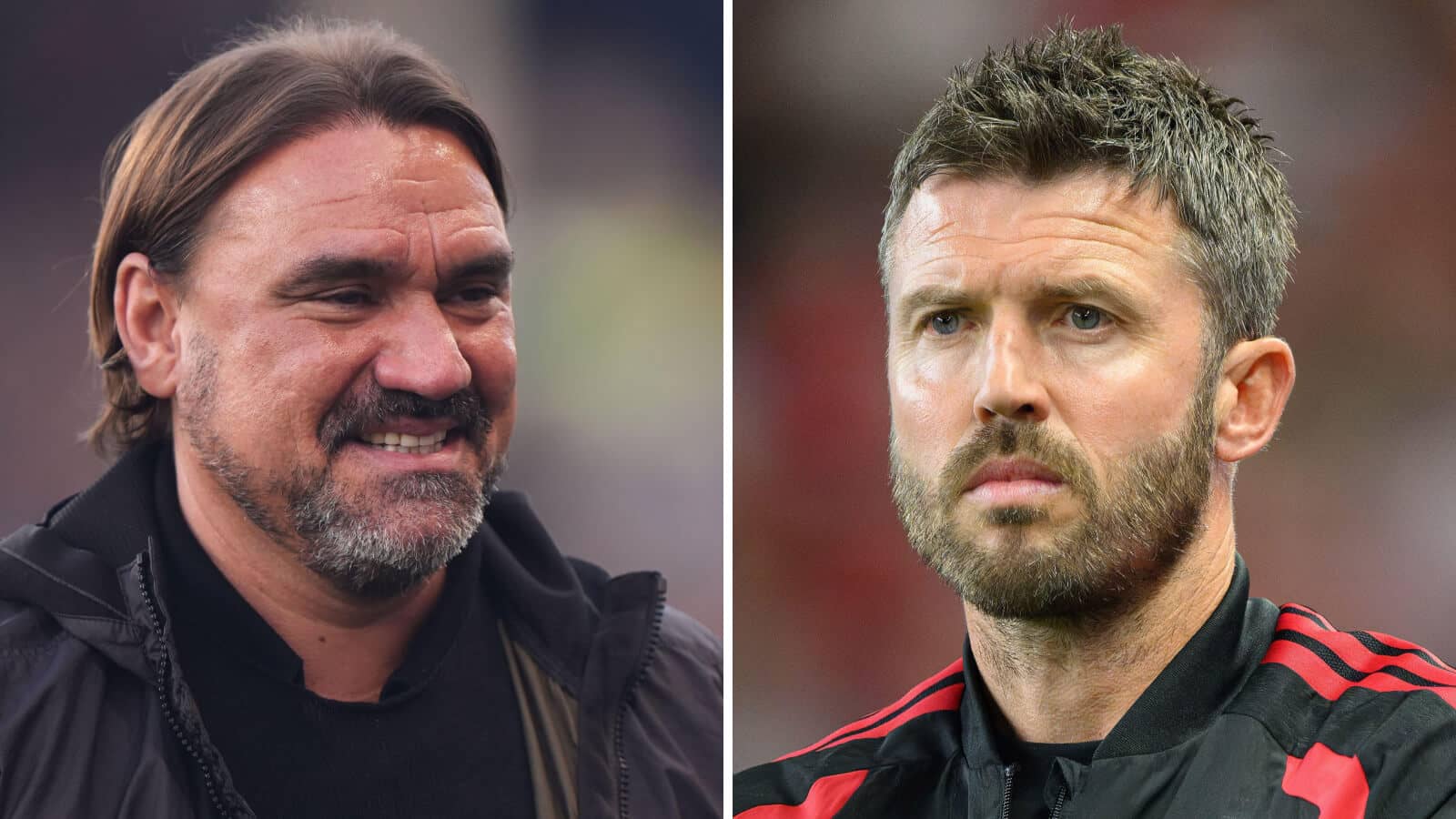 Split image of Leeds United manager Daniel Farke and Manchester United manager Michael Carrick - copyright TEAMtalk