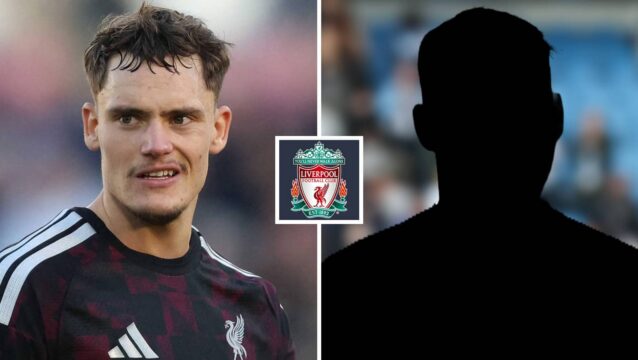 Split image of Liverpool attacking midfielder Florian Wirtz and a shadow, with the Liverpool badge in between - copyright TEAMtalk