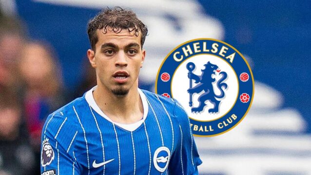 Brighton star Yasin Ayari with a Chelsea badge