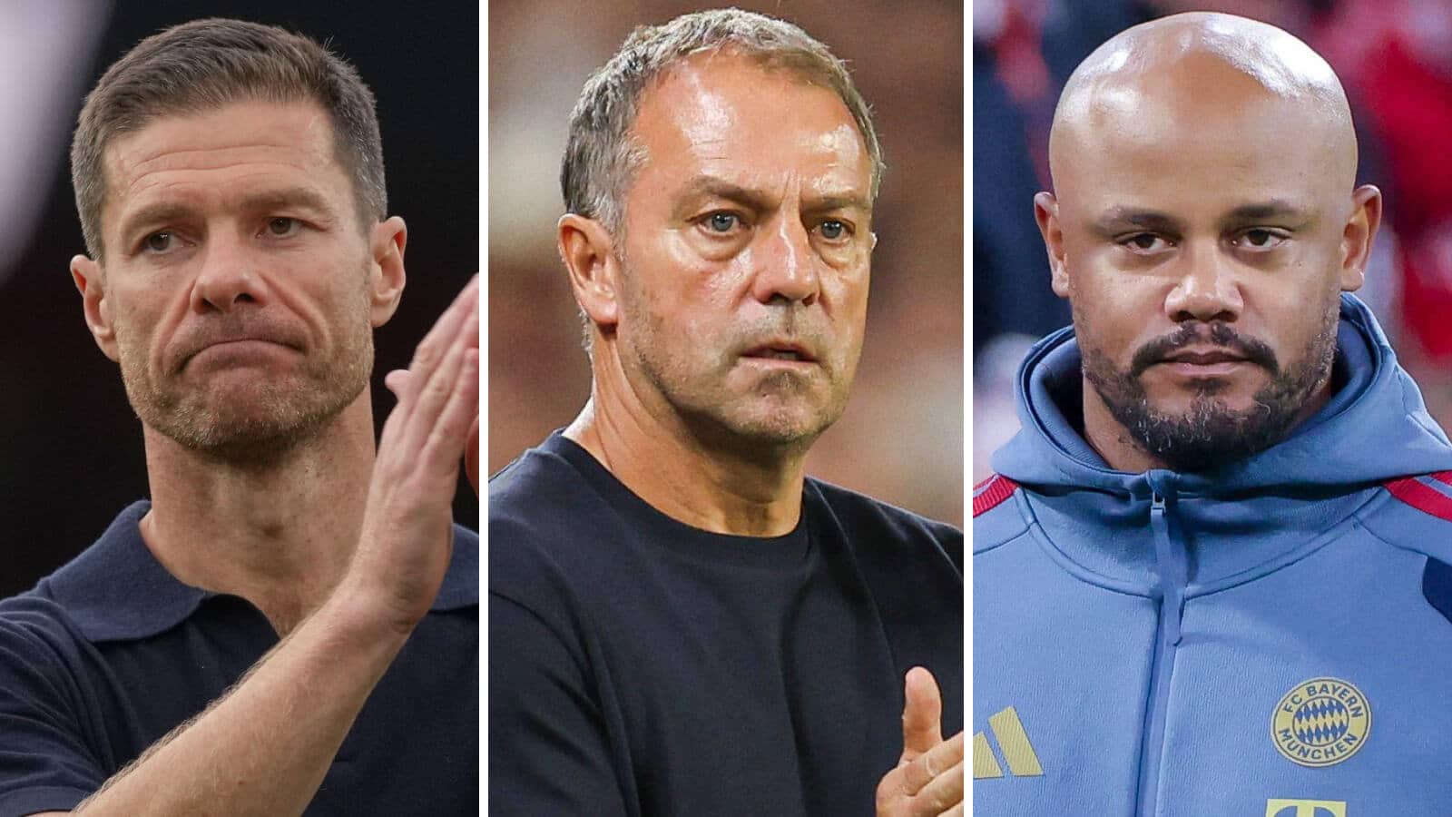 Chelsea manager Xabi Alonso, Barcelona manager Hansi Flick, Bayern Munich manager Vincent Kompany