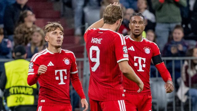 Bayern Munich stars Lennart Karl, Harry Kane and Michael Olise