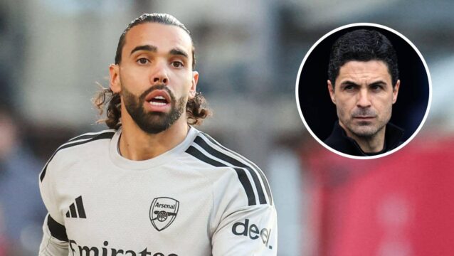 Arsenal goalkeeper David Raya and manager Mikel Arteta
