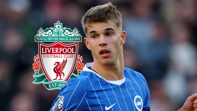 Brighton defender Luka Vuskovic, Liverpool badge