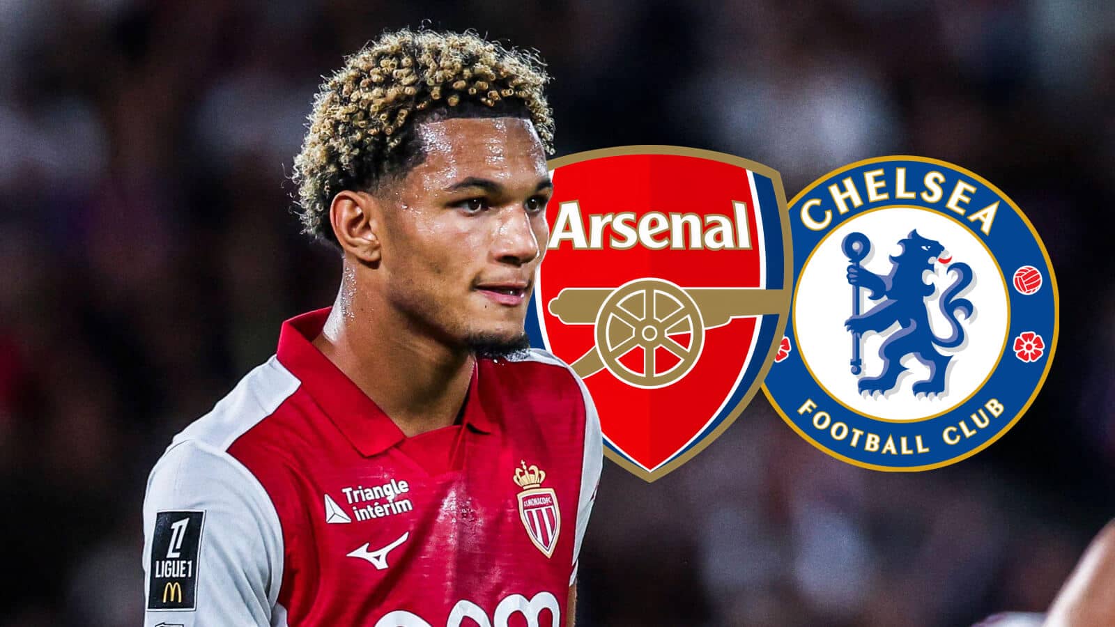 Monaco star Paris Brunner with Arsenal and Chelsea badges