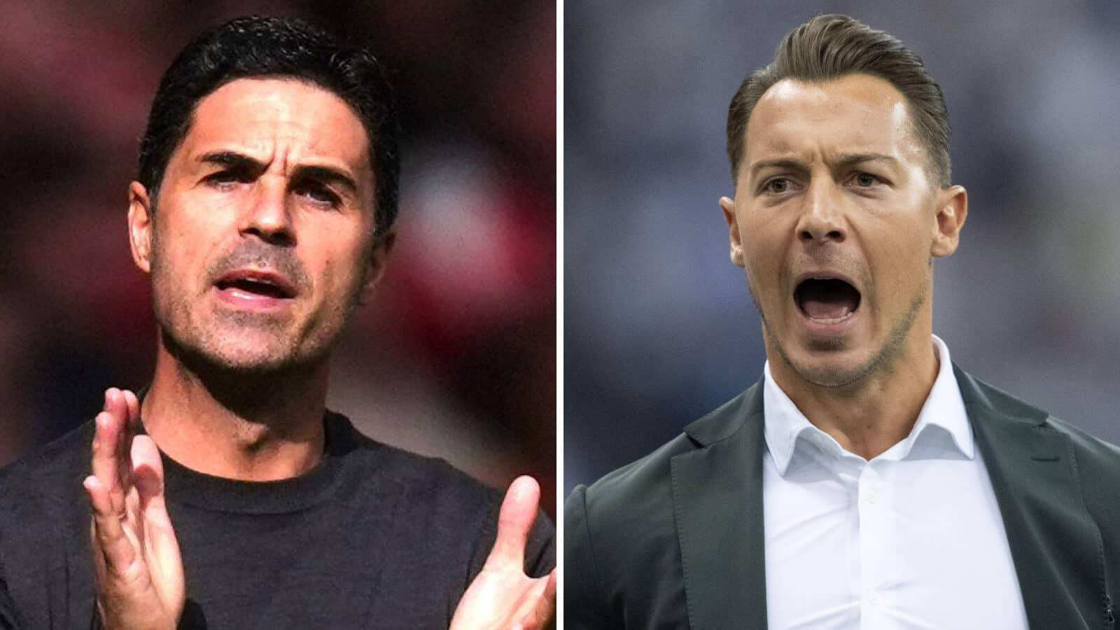 Arsenal boss Mikel Arteta and Newcastle manager Matthias Jaissle