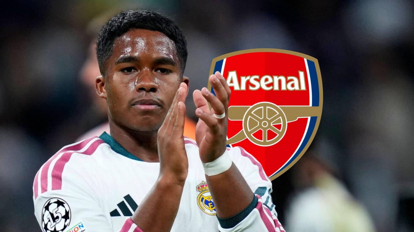 Real Madrid striker Endrick, Arsenal badge